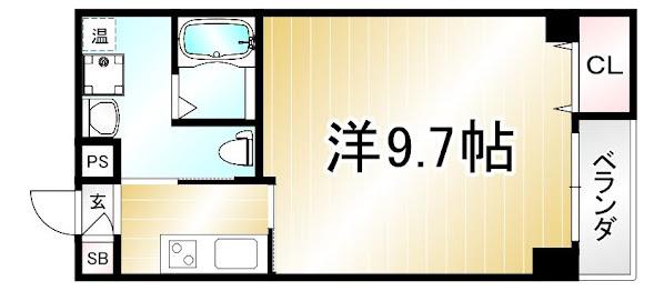 ヴェルデ御所東(1K/3階)の間取り写真