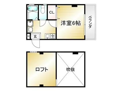 パープルクラウド2(1K/3階)の間取り写真