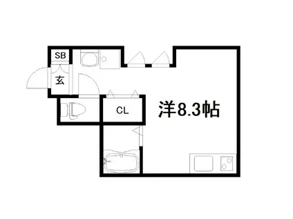 グランマーレ京都御所西(ワンルーム/1階)の間取り写真