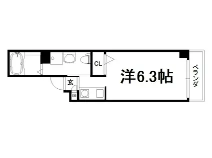 MARUBU(ワンルーム/4階)の間取り写真
