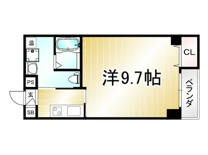 ヴェルデ御所東(1K/2階)の間取り写真