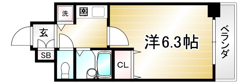 プレサンス京都烏丸御池2(1K/9階)の間取り写真