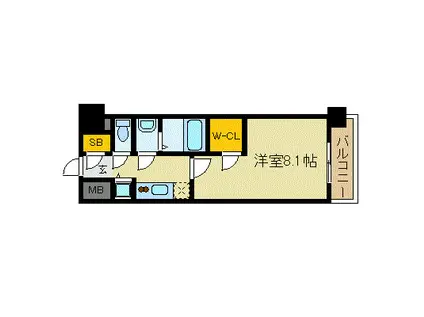 エスリード京都梅小路(1K/2階)の間取り写真