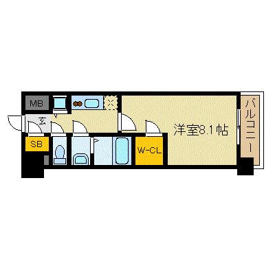 エスリード京都梅小路(1K/5階)の間取り写真