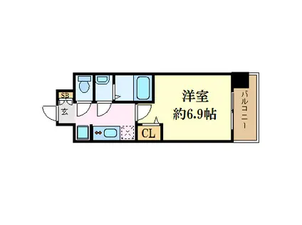 プレサンス京都二条 京華(1K/2階)の間取り写真