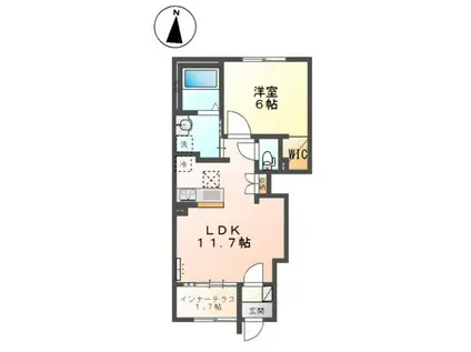 ARIETTA HARADANI(1LDK/1階)の間取り写真