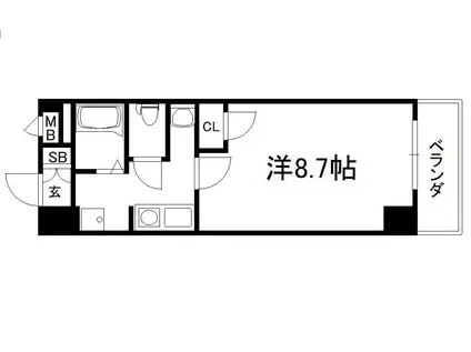 エルコート(1K/2階)の間取り写真