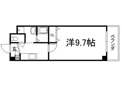 シャトー同志社前(1K/2階)の間取り写真