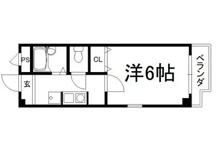 グレース田辺(1K/3階)の間取り写真
