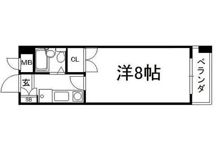 カーサ高村(1K/4階)の間取り写真