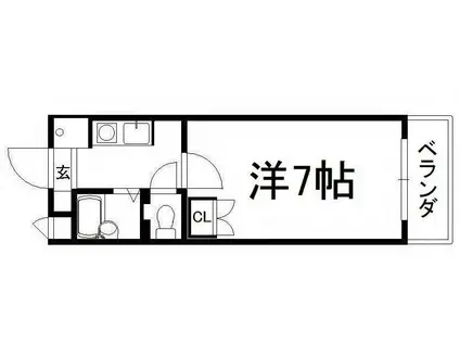 スカイハイツ三山木(1K/3階)の間取り写真