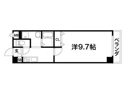 シャトー同志社前(1K/1階)の間取り写真