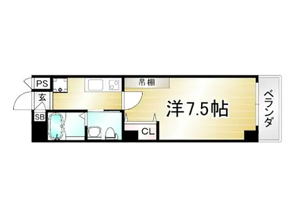 フラッティ今出川天神(1K/6階)の間取り写真