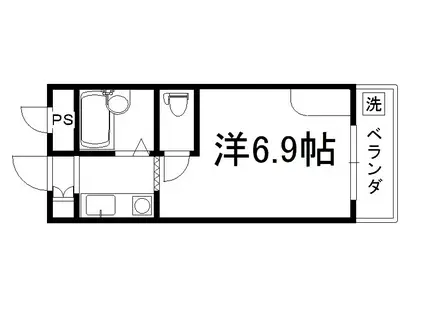 セレーネ田辺ⅢーB(1K/3階)の間取り写真