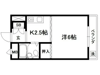 メゾン市川壱番館(1K/2階)の間取り写真