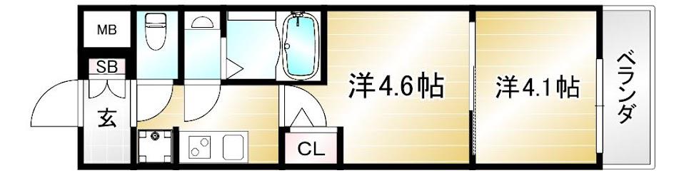 エステムコート京都二条(1K/7階)の間取り写真