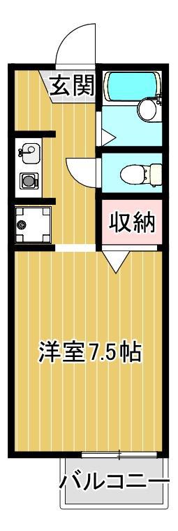 サニーハイツ中川C棟(ワンルーム/2階)の間取り写真
