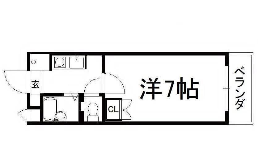 スカイハイツ三山木(1K/2階)の間取り写真