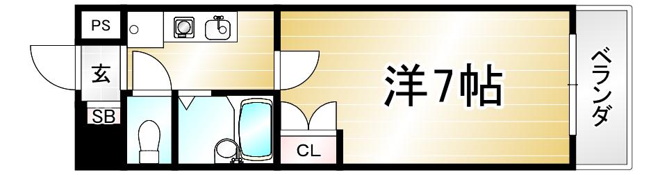京卓ハイツ(1K/3階)の間取り写真