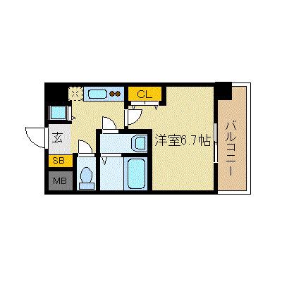 アドバンス京都ソナーレ(1K/2階)の間取り写真