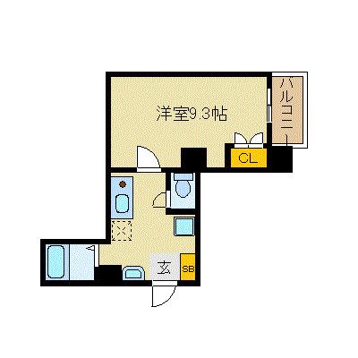 CASA VERDE 高辻(1K/8階)の間取り写真