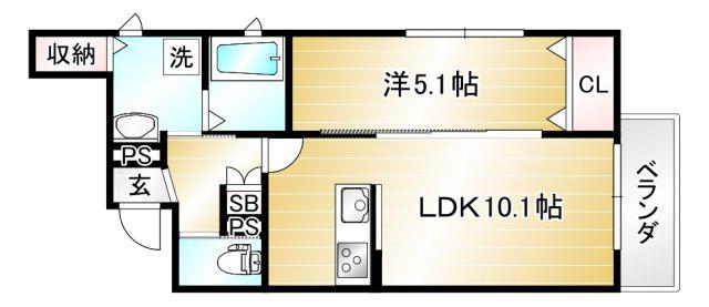 DANKE COURT(1LDK/3階)の間取り写真