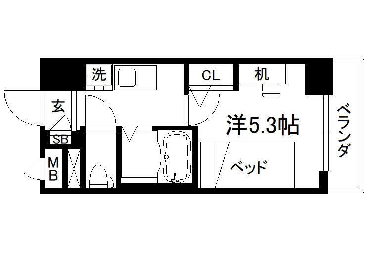 キャンパスヴィレッジ京都今出川通(1K/2階)の間取り写真