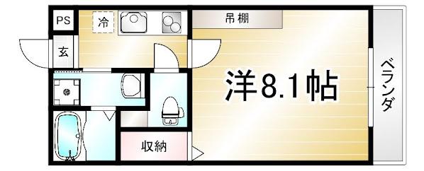 GLADVIS京都室町(1K/3階)の間取り写真