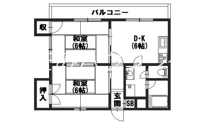 クレアコート精華(2DK/3階)の間取り写真
