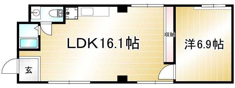 サニービル(1LDK/2階)の間取り写真