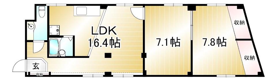 サニービル(2LDK/2階)の間取り写真