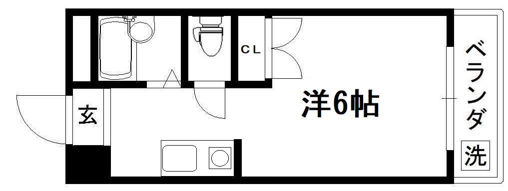 ダイバーシティ同志社(1K/2階)の間取り写真