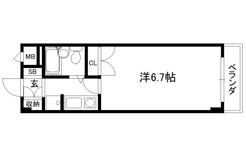 ヴィラ田辺2号館(1K/1階)の間取り写真