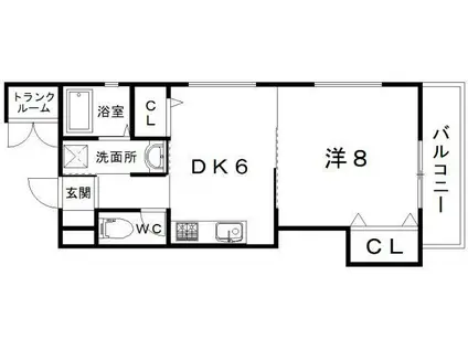 イースト BOURNE(1DK/2階)の間取り写真