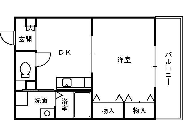 カーサ福田(1DK/2階)の間取り写真