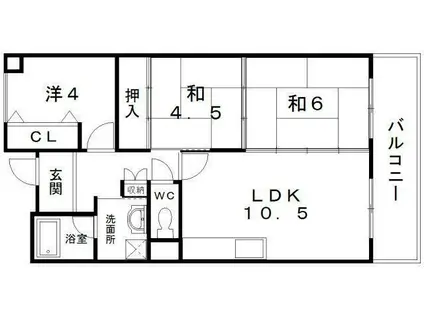 プリムローズ岸和田(3LDK/5階)の間取り写真