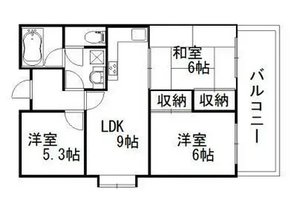 ヒュース泉大津(3LDK/3階)の間取り写真