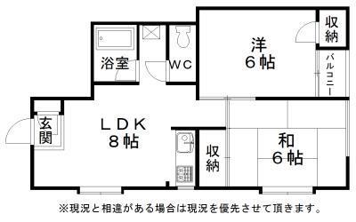 RIZE ONE 南新町(2LDK/2階)の間取り写真