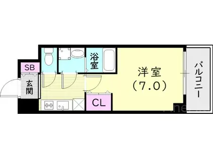 東海道本線 神戸駅(兵庫) 徒歩14分 9階建 築1年(1K/2階)の間取り写真