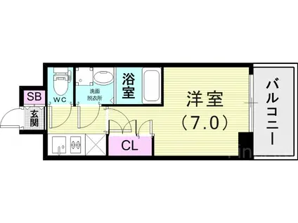 東海道本線 神戸駅(兵庫) 徒歩10分 10階建 築1年(1K/2階)の間取り写真
