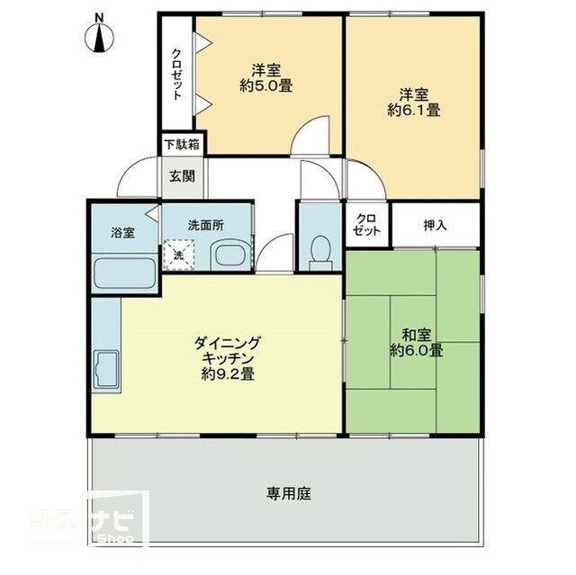 FO.トロワ木太A(3DK/1階)の間取り写真