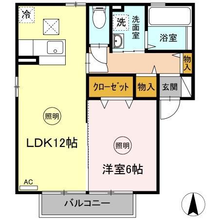 ルーチェ C棟(1LDK/1階)の間取り写真
