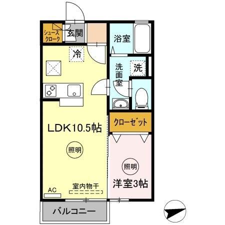 ベルタ松縄(1LDK/1階)の間取り写真