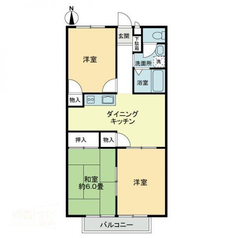 フォブール大井A(3DK/1階)の間取り写真