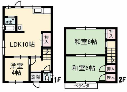 高松琴平電鉄長尾線 林道駅 徒歩10分 2階建 築48年(3LDK)の間取り写真