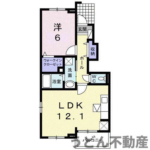 サニーフォレスタB(1LDK/1階)の間取り写真