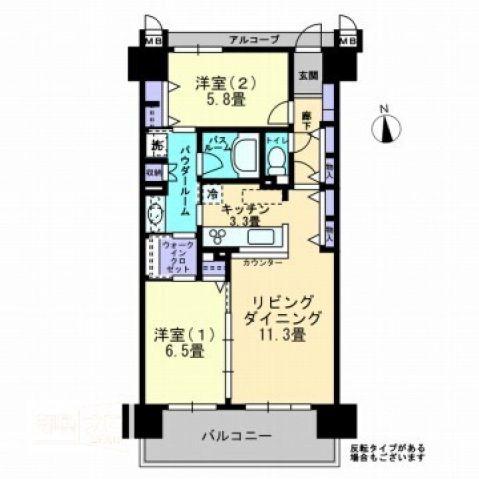 アルファステイツ上之町Ⅱ(2LDK/6階)の間取り写真