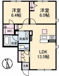 シャーメゾンATO Ⅰ棟(2LDK/1階)の間取り写真