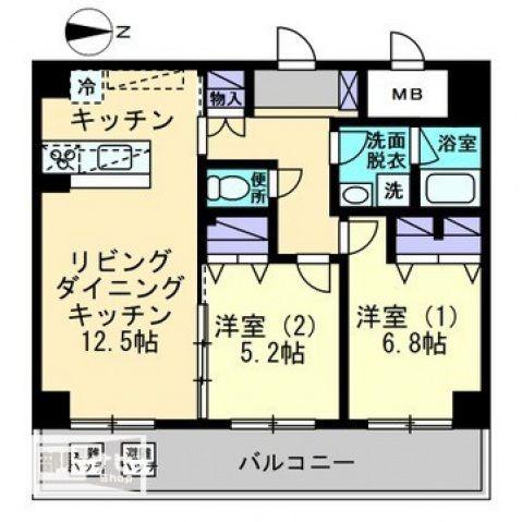ル・マレNISHIKIMACHI(2LDK/10階)の間取り写真