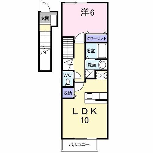 ヴィラエンゼルⅢ(1LDK/2階)の間取り写真